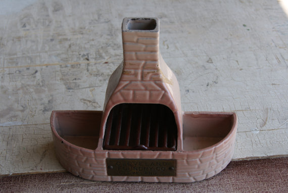 Enamelware Graniteware Fireplace Salesmans Sample Ashtray Advertising The Cleveland Foundry Company